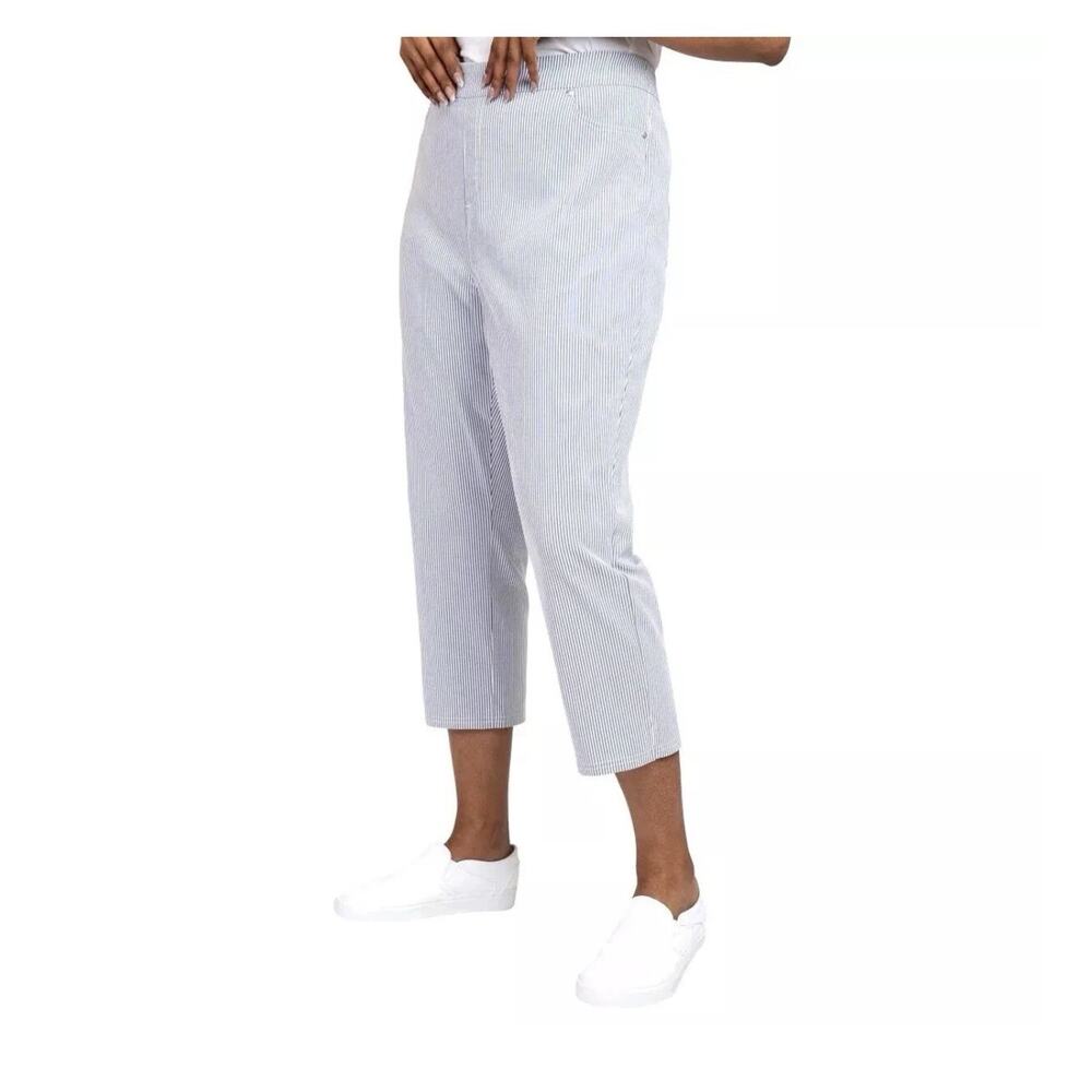 Mario Serrani Women's Comfort Stretch Capri Pants, Navy/White XXL